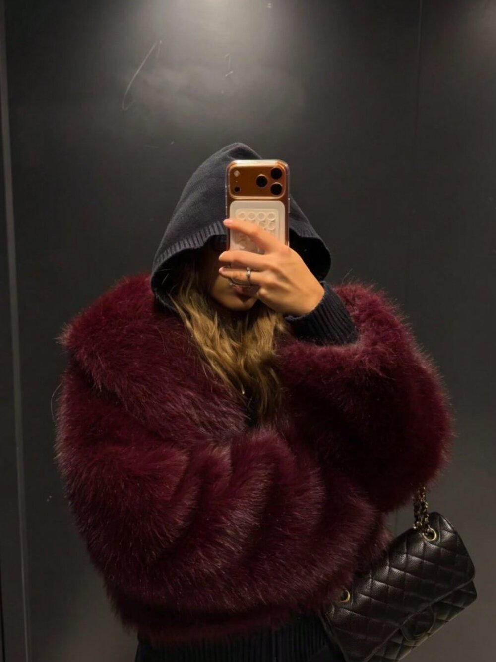 Burgundy Casual Women's Faux Fur Collar Short teddy coat Jacket - Picture 7 of 11